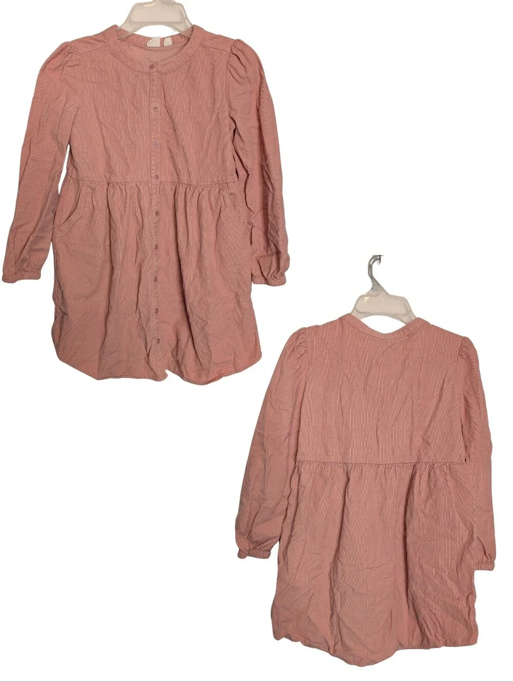 GAP Kids Corduroy Button-Front Long Sleeve Dress. Medium